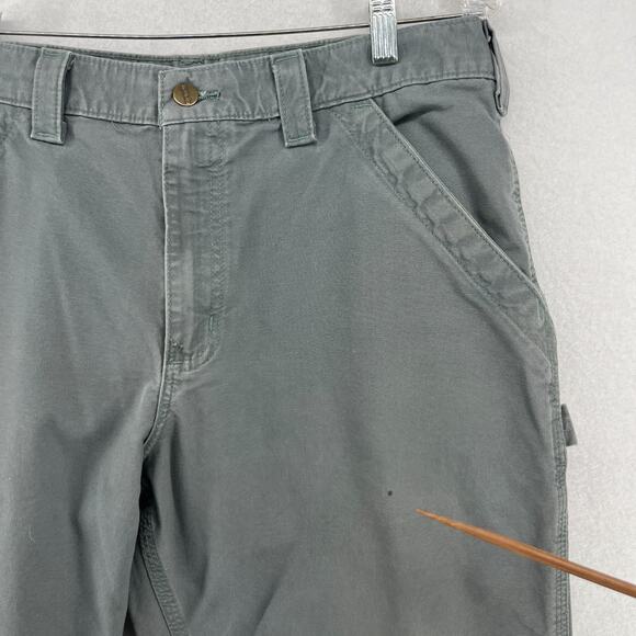 CARHARTT Pants Men 34x30 B151 Carpenter Dungaree Fit Utility Cotton Canvas Gray - Picture 11 of 15